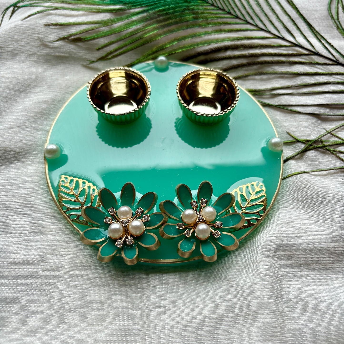 Aqua Bloom Resin Tilak Plate