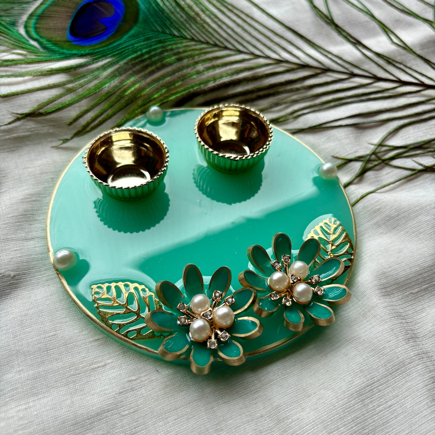 Aqua Bloom Resin Tilak Plate