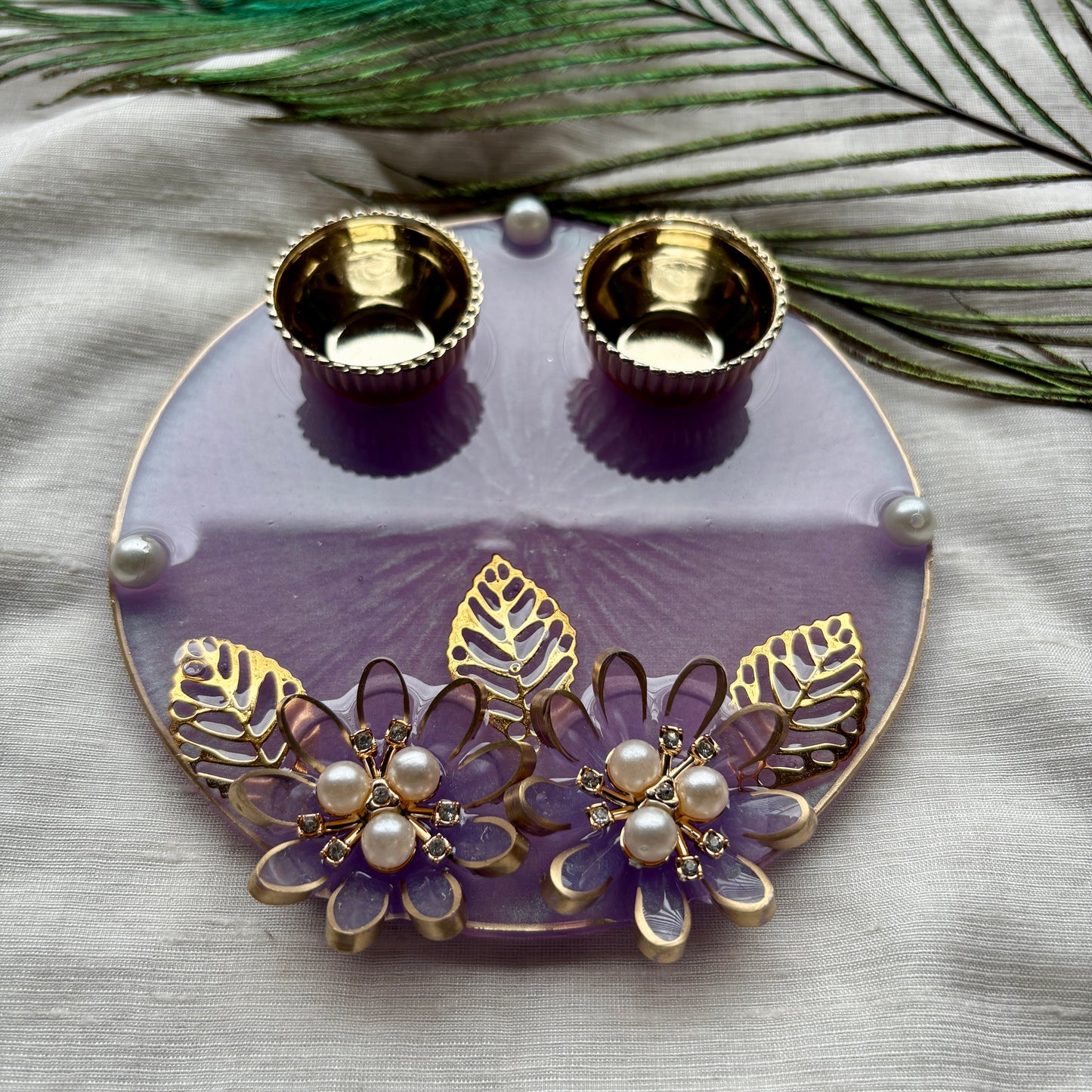 Lavender Pearl Bloom Resin Tilak Plate