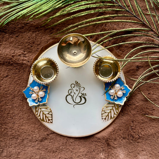 Ivory Sapphire Resin Tilak Plate