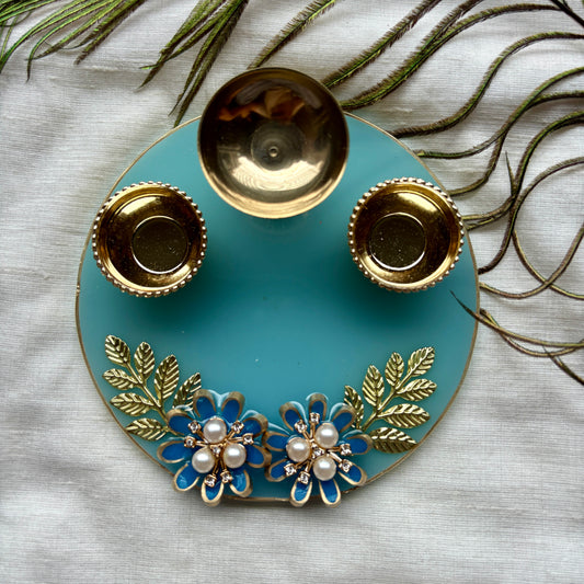 Azure Blossom Resin Tilak Plate