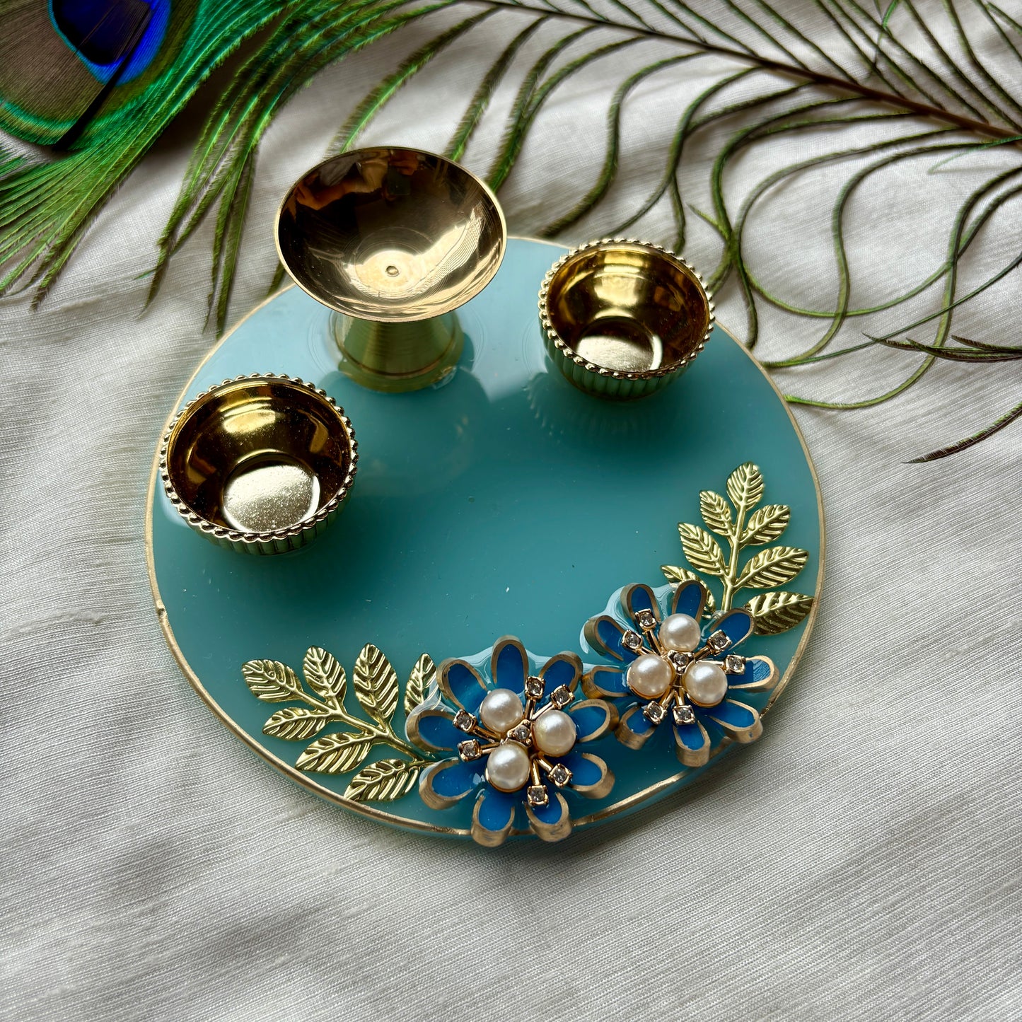 Azure Blossom Resin Tilak Plate