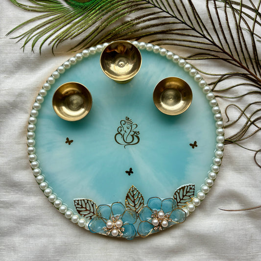 Sky Bloom Resin Tilak Plate