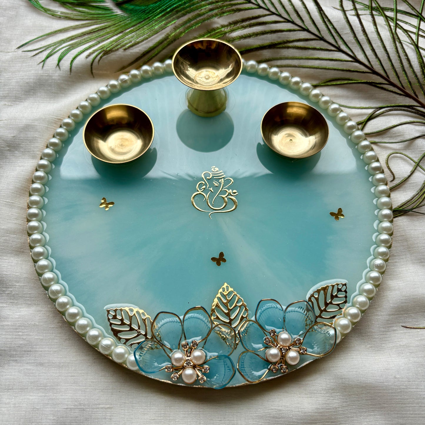 Sky Bloom Resin Tilak Plate