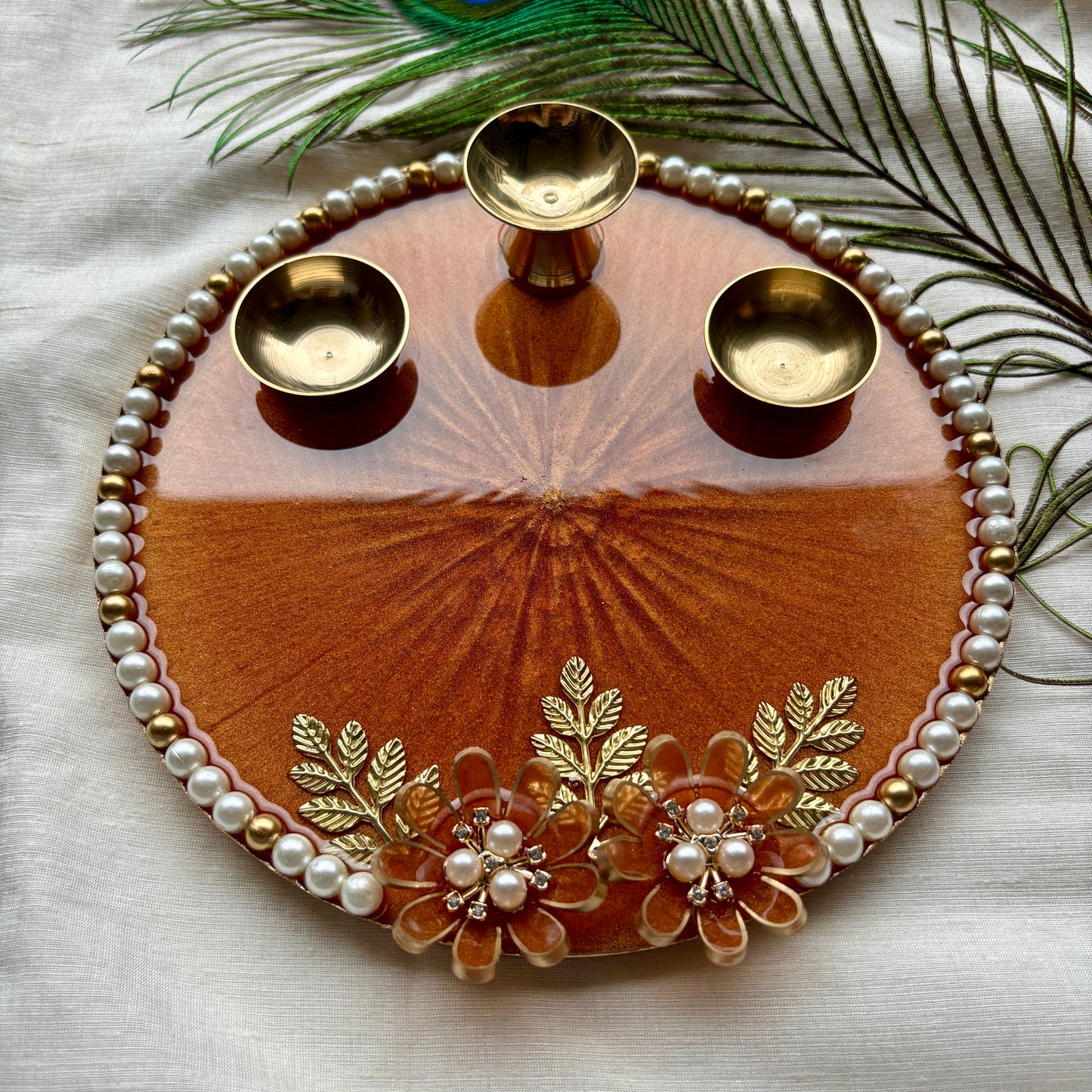 Bronze Bloom Resin Tilak Plate