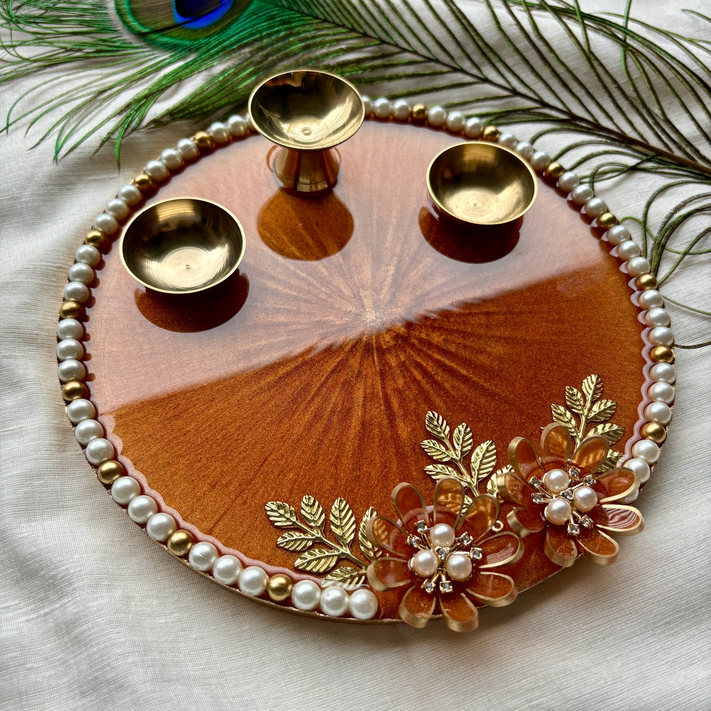 Bronze Bloom Resin Tilak Plate